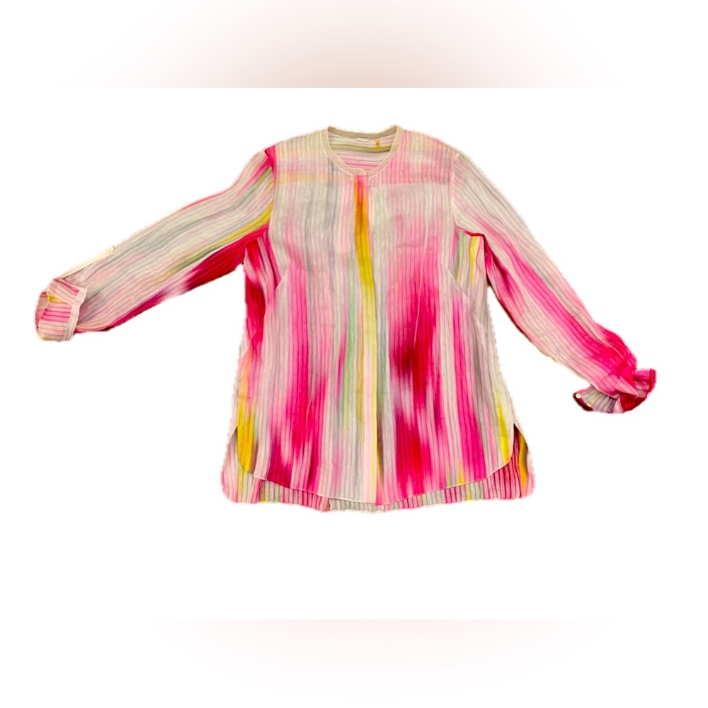 Vintage Colorful Silk Long Sleeves Top
